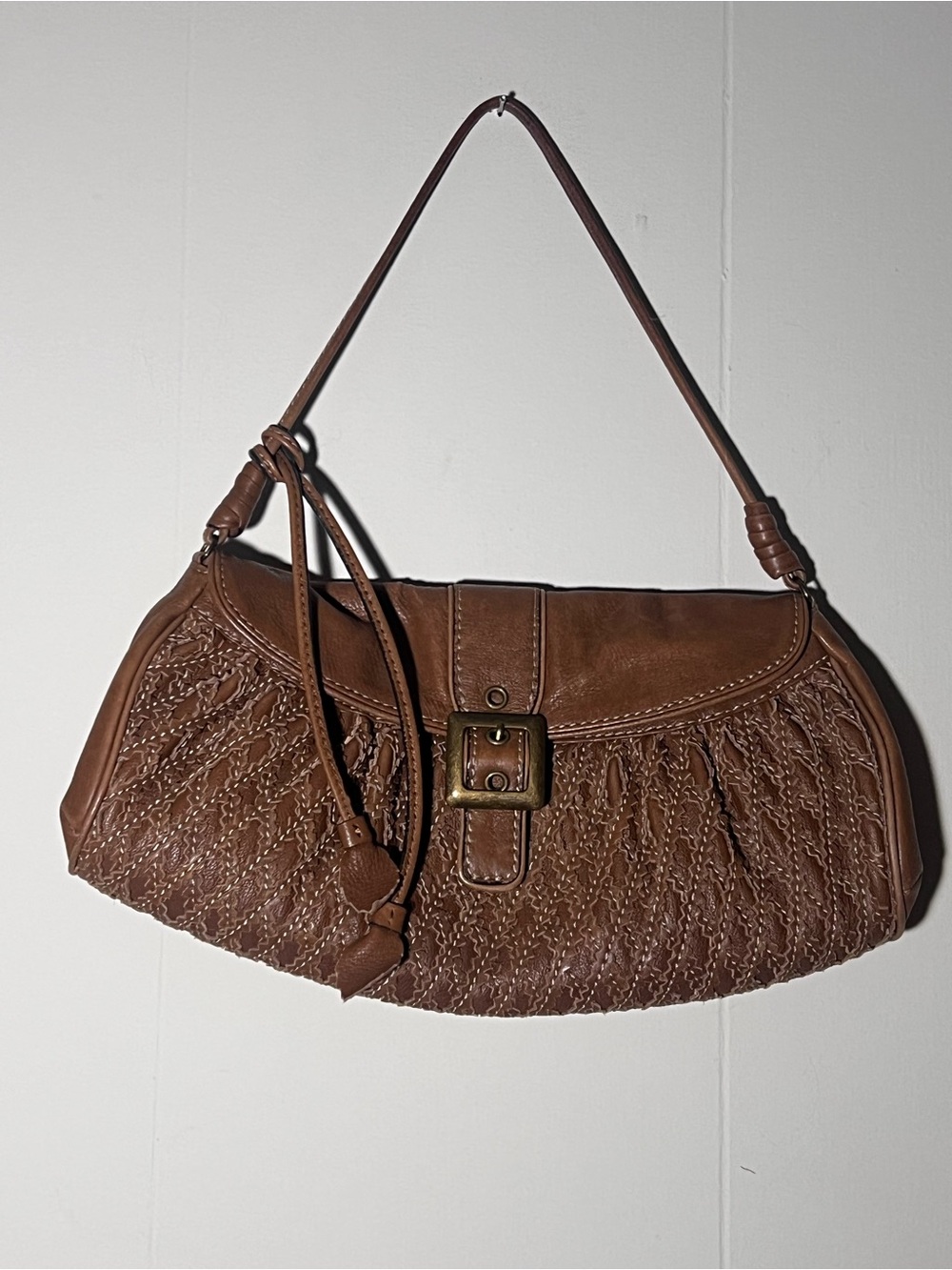 Vintage Gianni Bini Brown Leather Hobo Shoulder Bag